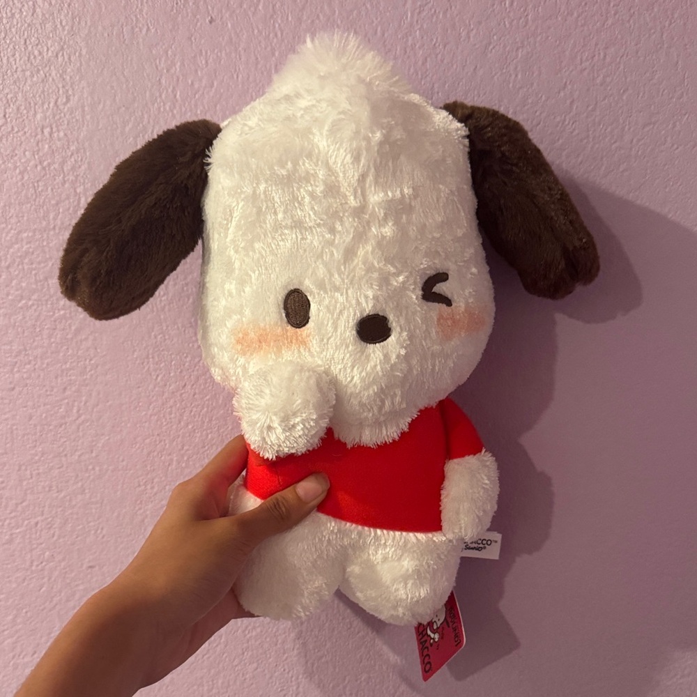 Sanrio White and Brown Dog Plush with Red Shirt